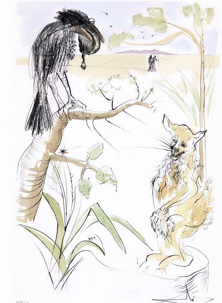 Le Corbeau et le Renard de Salvador Dalí