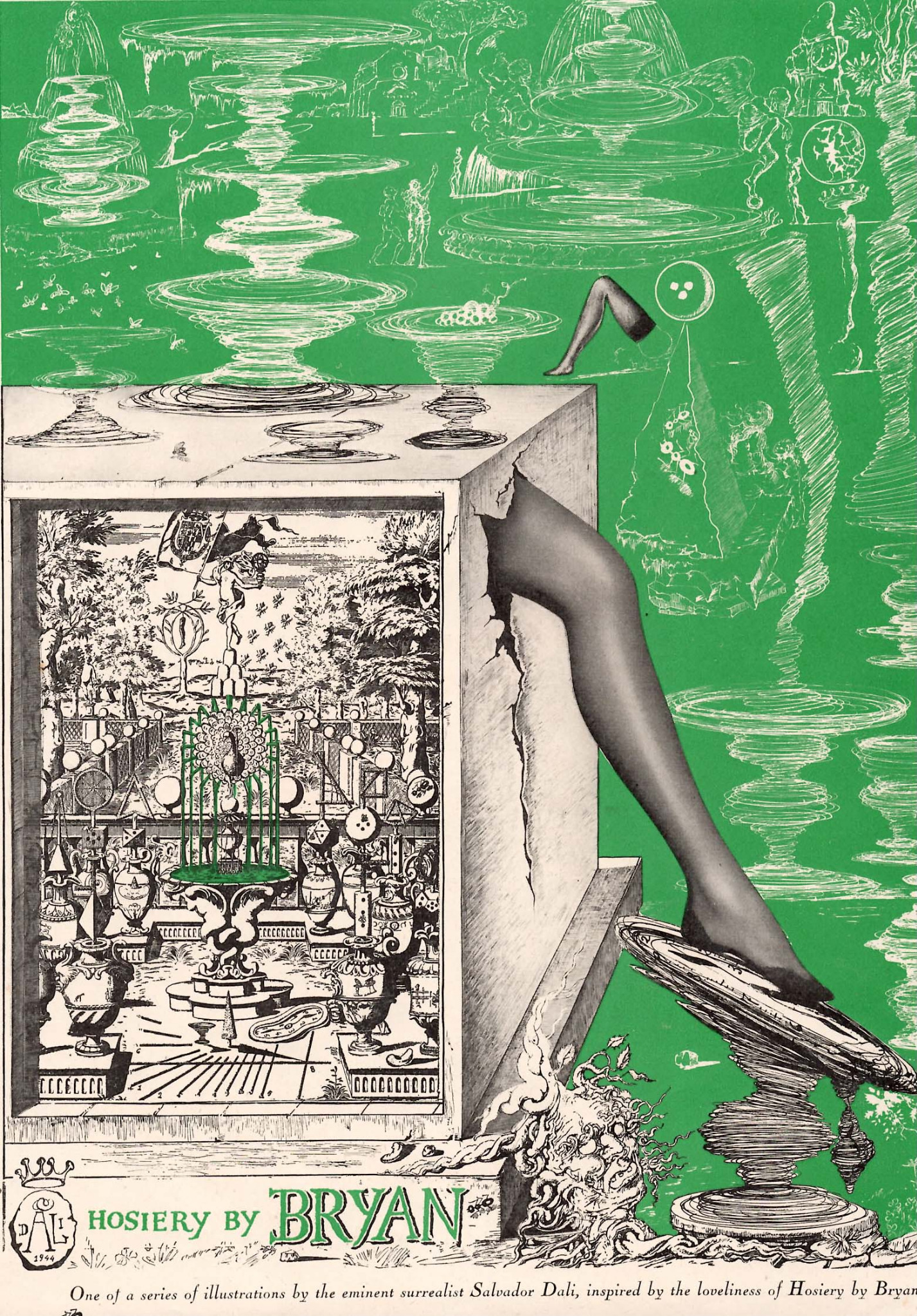 Publicité Hosiery by Bryans illustrée par Salvador Dalí
